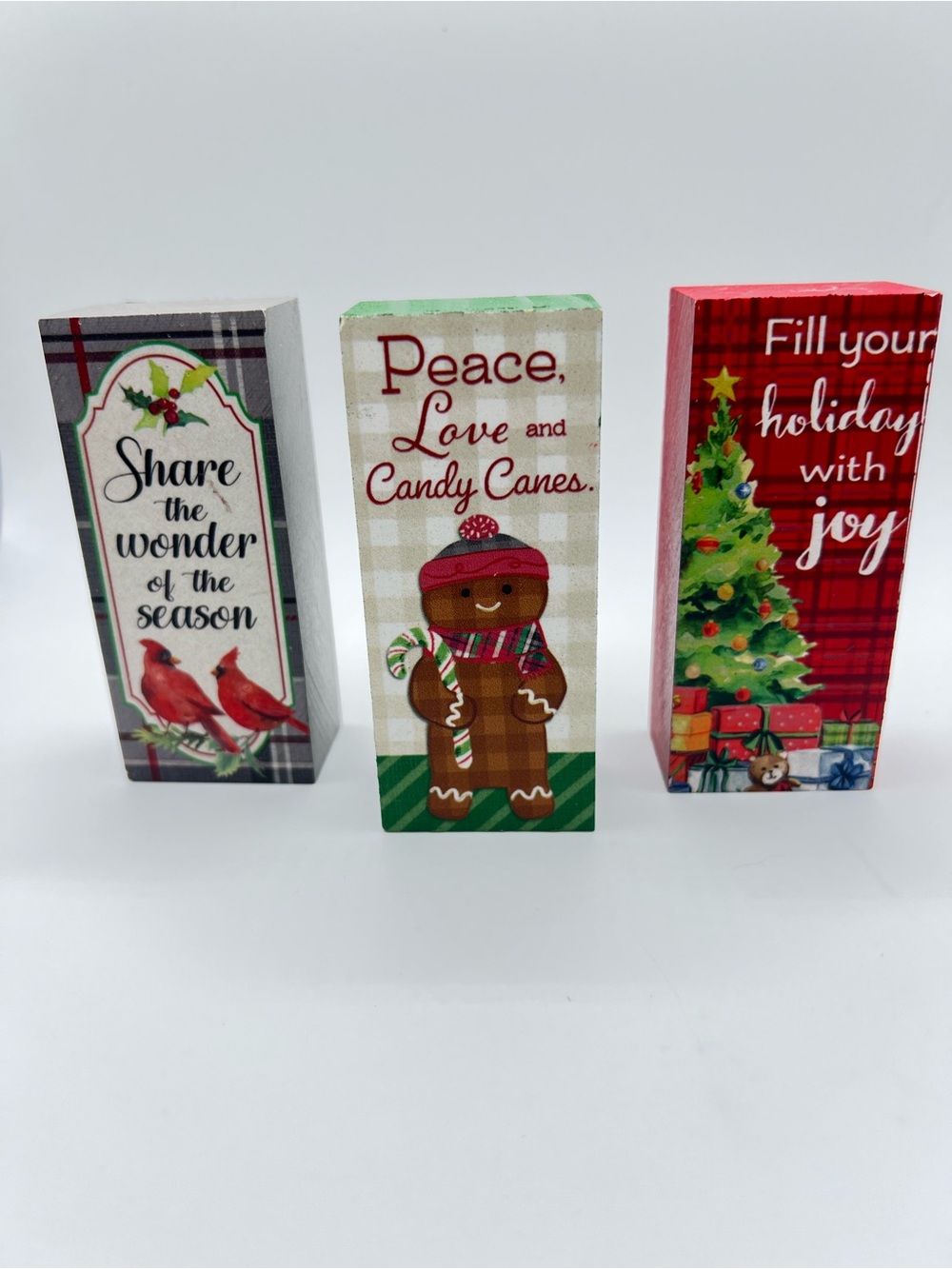 GANZ Holiday Gingerbread Block Trio - Red, Green, Brown